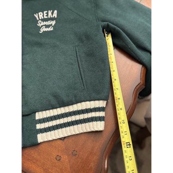 Levi’s Gold Tab Shrunken Varsity Jacket Women’s‎ Size M Wool Cropped Green Warm - Picture 6 of 11